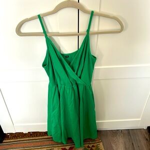 Small green faux wrap dress with pockets